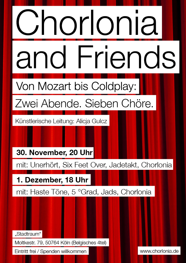 Konzert-Ankündigung "Chorlonia and Friends" 30. November und 1. Dezember 2013